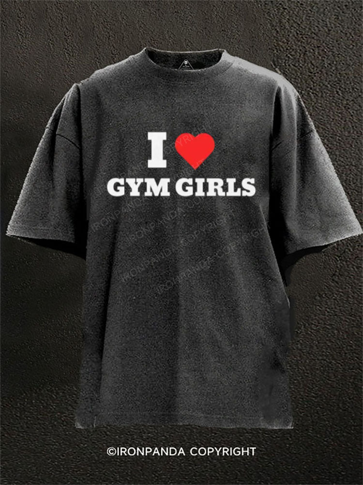 I love Gym Girls Washed Gym Shirt
