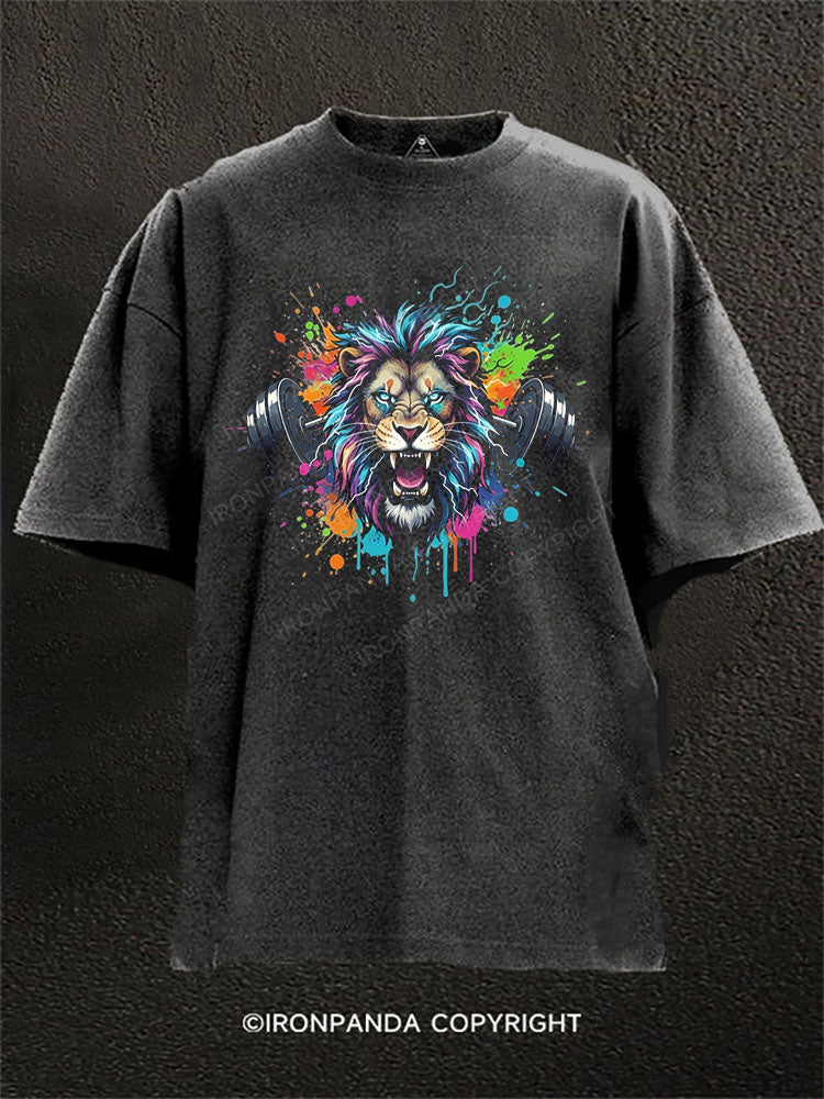 graffiti lion Washed Gym Shirt