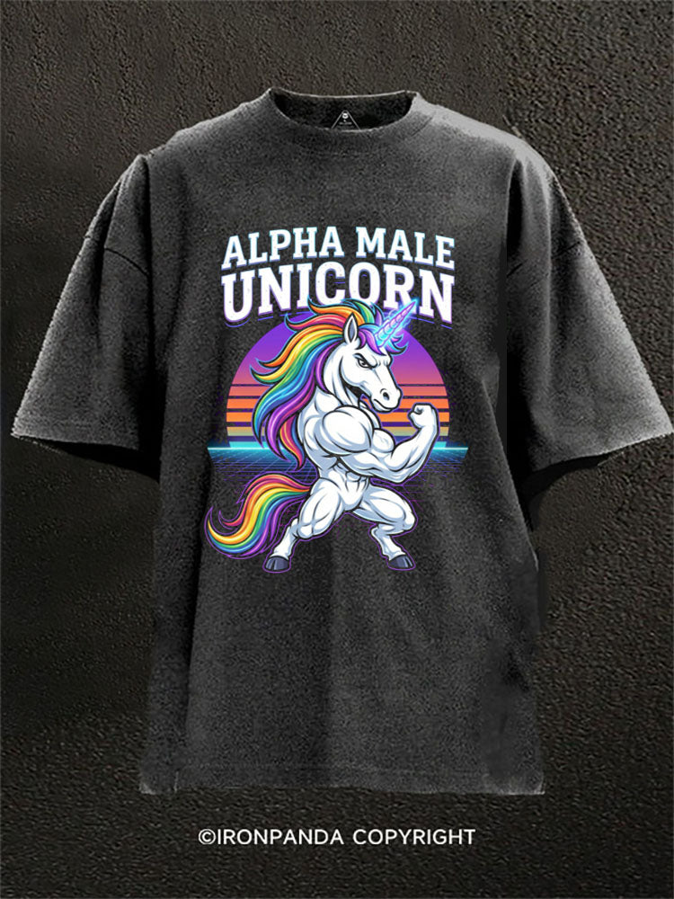 ALPHA MALE UNICORN Washed Gym Shirt