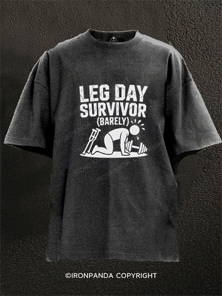 Leg Day Survivor (Barely) Washed Gym Shirt