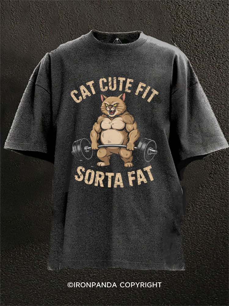 Cat cute fit sorta fat Washed Gym Shirt