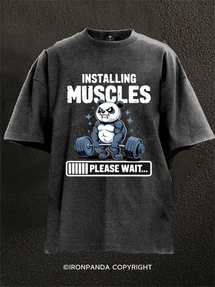 Installing Muscles Washed Gym Shirt