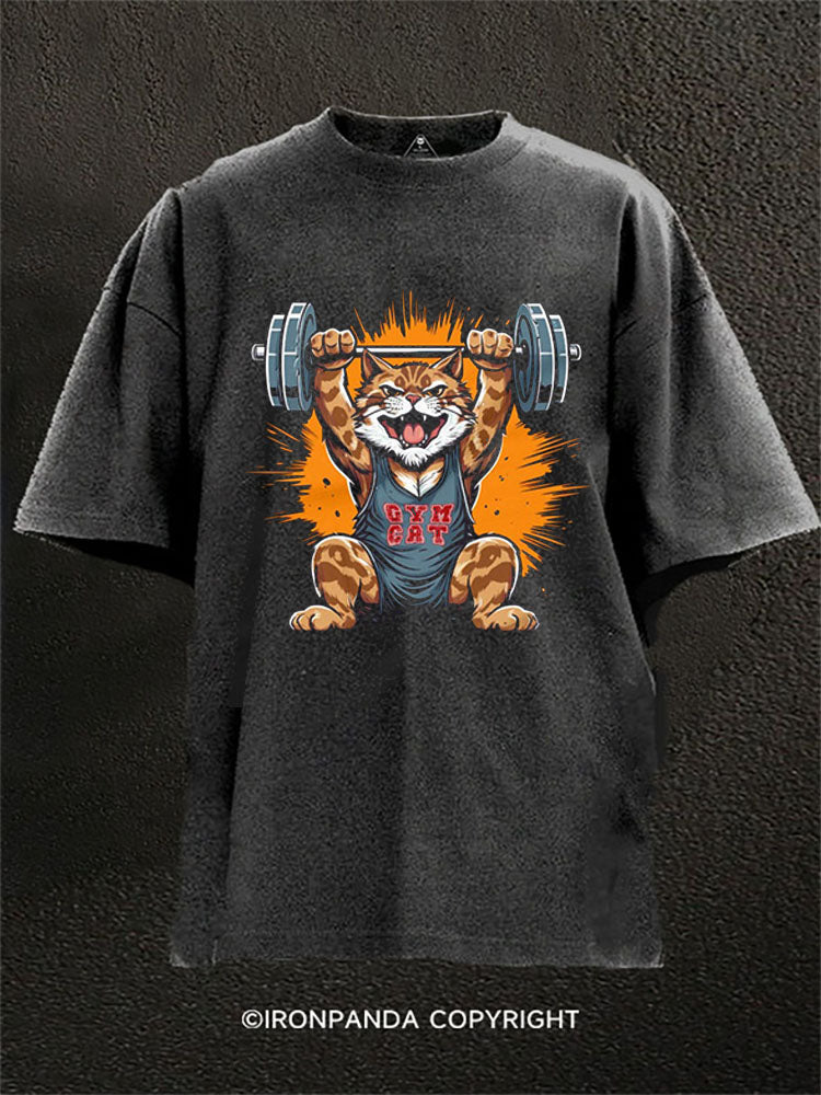 gym cat Washed Gym Shirt