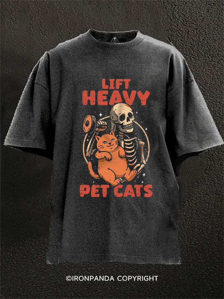 LIFT HEAVY PET CATS Washed Gym Shirt