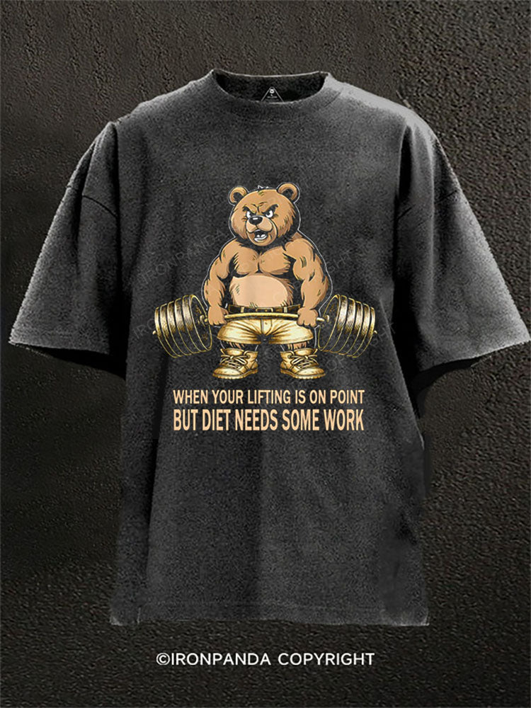 When your lifting is on point but diet needs some work Washed Gym Shirt