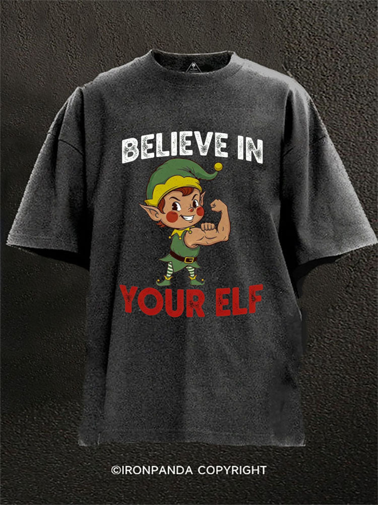 BELIEVE IN YOUR ELF Washed Gym Shirt