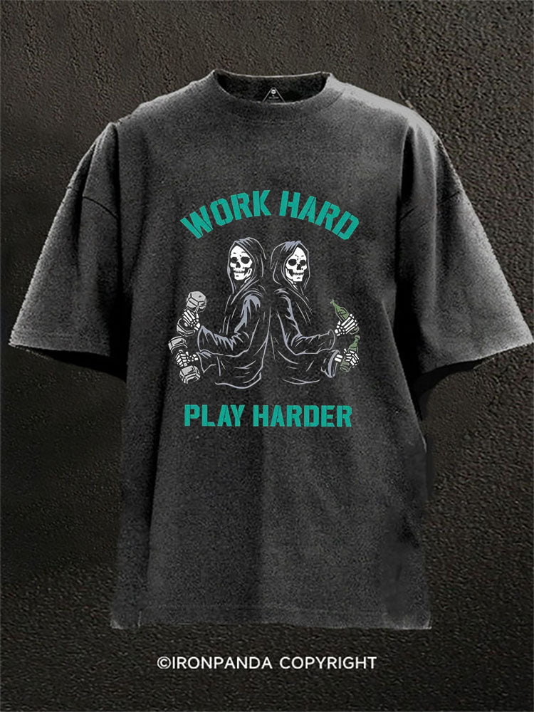 WORK HARD – PLAY HARDER Washed Gym Shirt