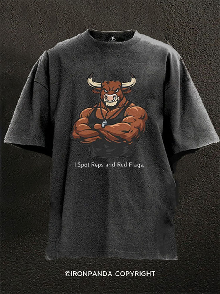I Spot Reps and Red Flags Washed Gym Shirt