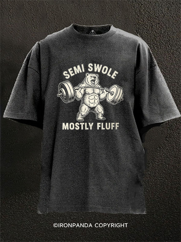 SEMI SWOLE MOSTLY FLUFF Washed Gym Shirt