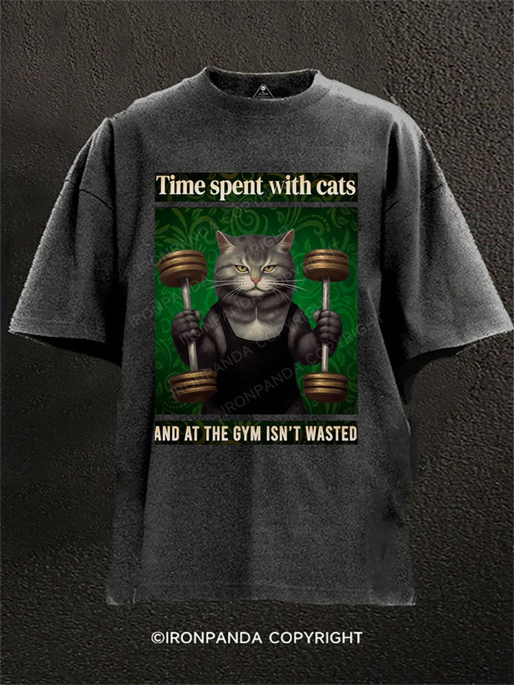 Time spent with cats and at the gym isn’t wasted Washed Gym Shirt