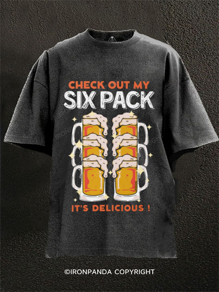 CHECK OUT MY SIX PACK Washed Gym Shirt