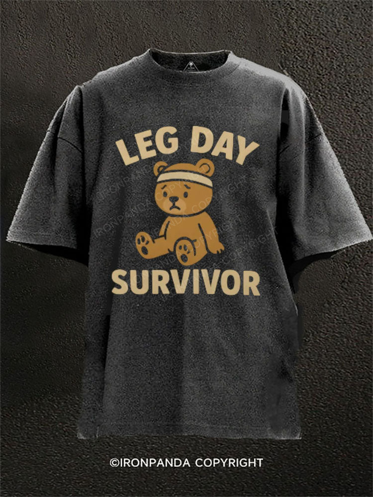 LEG DAY SURVIVOR Washed Gym Shirt