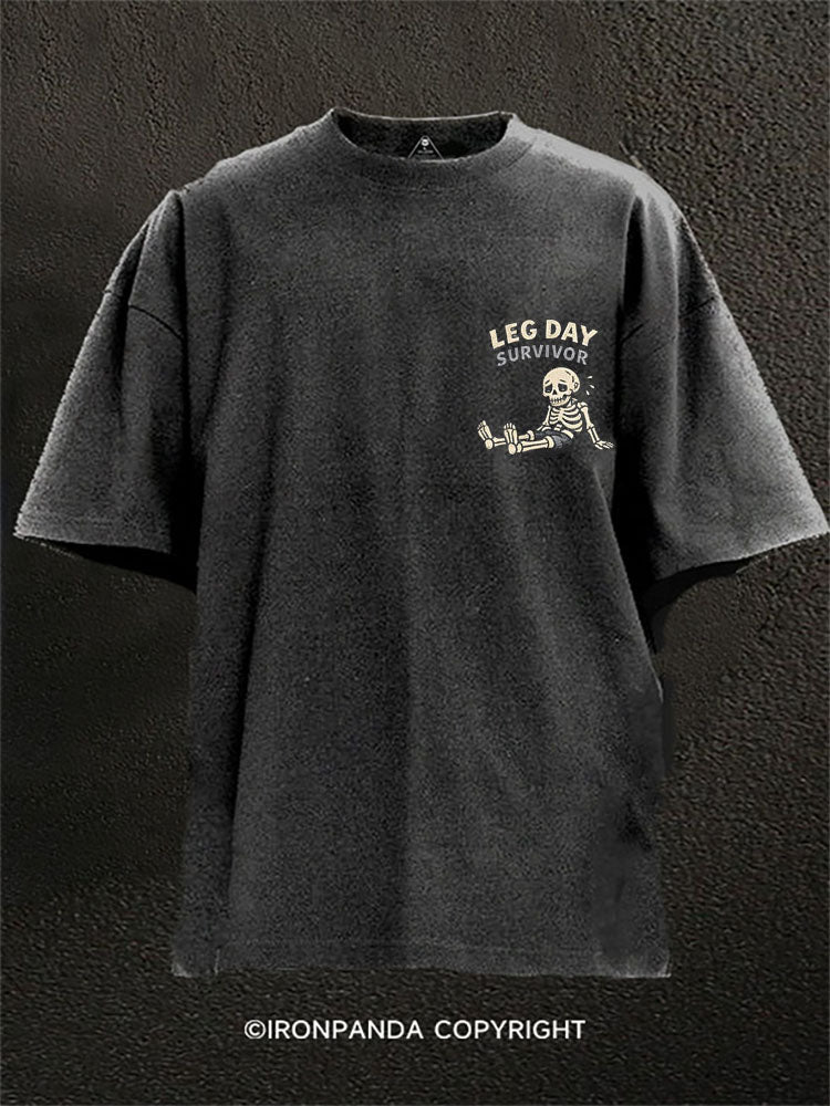 LEG DAY SURVIVOR Washed Gym Shirt