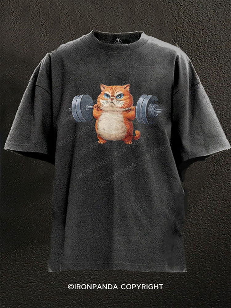 gym cat Washed Gym Shirt