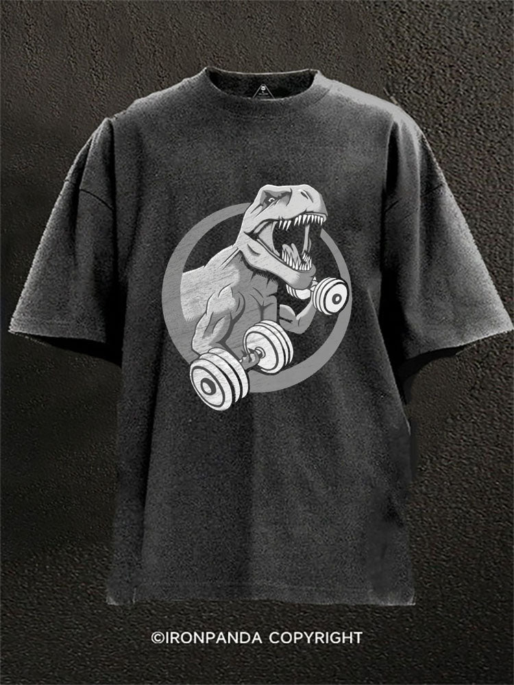 T-Rex Gym Muscles Washed Gym Shirt