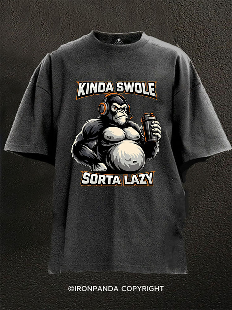 Kinda Swole Sorta Lazy Chimpanzees Washed Gym Shirt