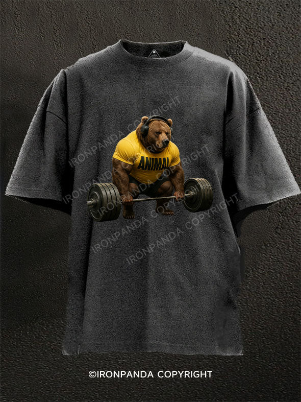 Deadlift Brown Bear Washed Gym Shirt