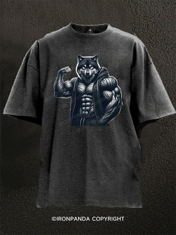 muscle wolf Washed Gym Shirt
