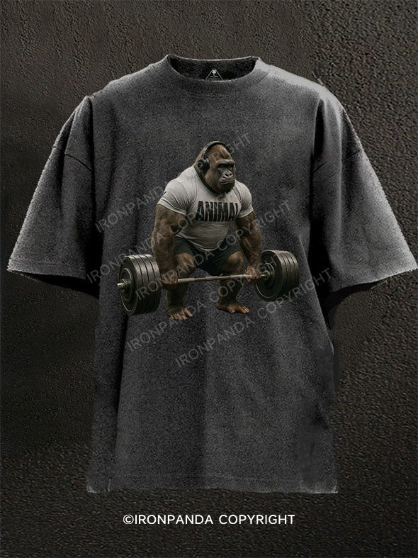 Deadlift gorilla Washed Gym Shirt