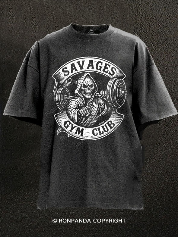 SAVAGES GYM CLUB Washed Gym Shirt
