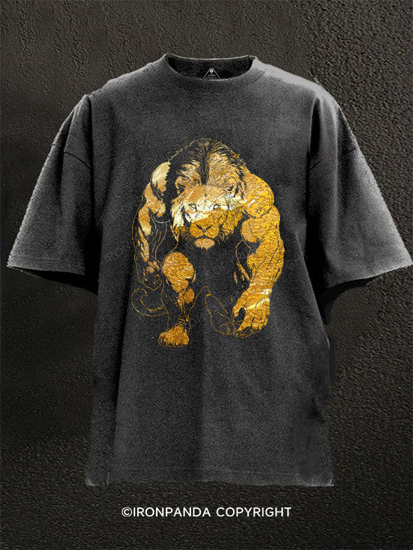 STRONG LION  Washed Gym Shirt