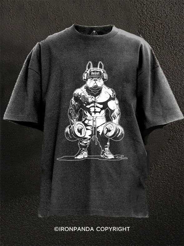 BEAST MODE BULLDOG Washed Gym Shirt