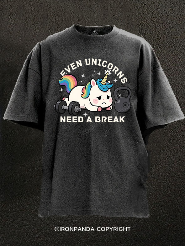 Even Unicorns Need a Break Washed Gym Shirt