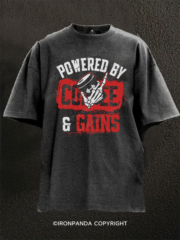 Powered by Coffee & Gains Washed Gym Shirt