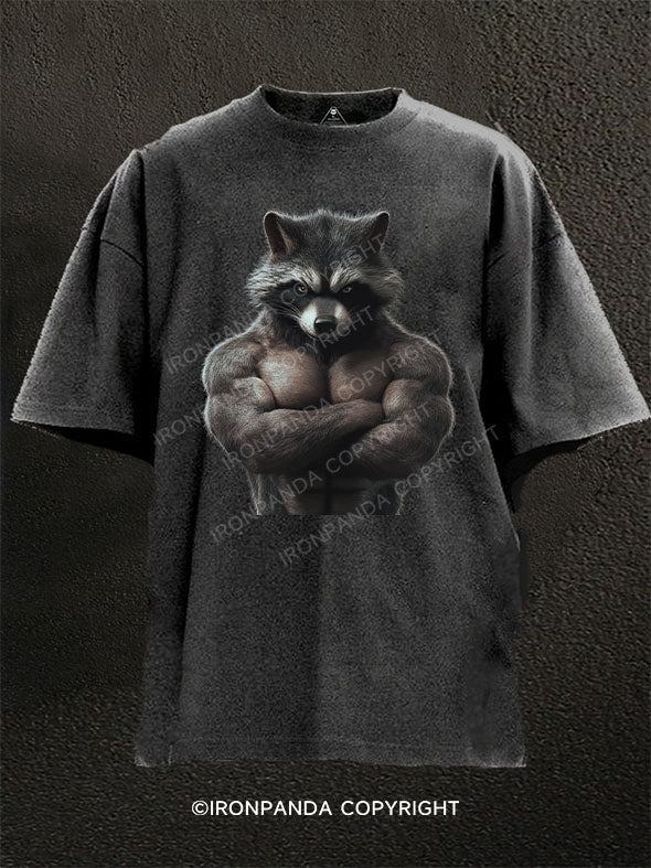 Muscle raccoon Washed Gym Shirt
