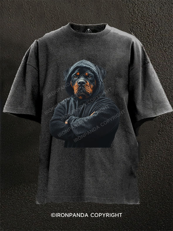 Muscular Rottweiler Washed Gym Shirt