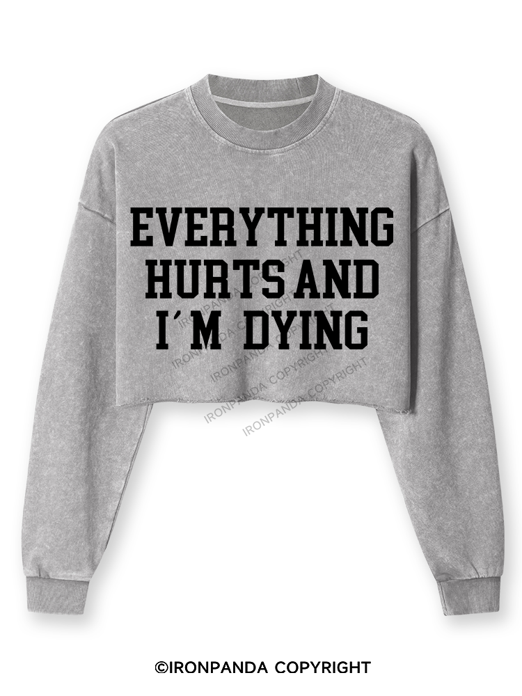 EVERYTHING HURTS AND I'M DYING Washed Long-Sleeve Crop Top