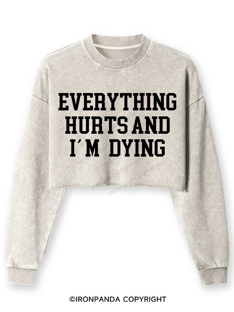 EVERYTHING HURTS AND I'M DYING Washed Long-Sleeve Crop Top