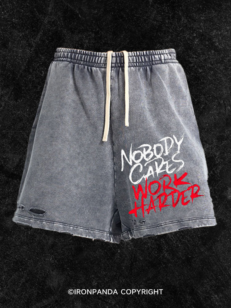 Nobody Cares, Work Harder Washed Gym Shorts