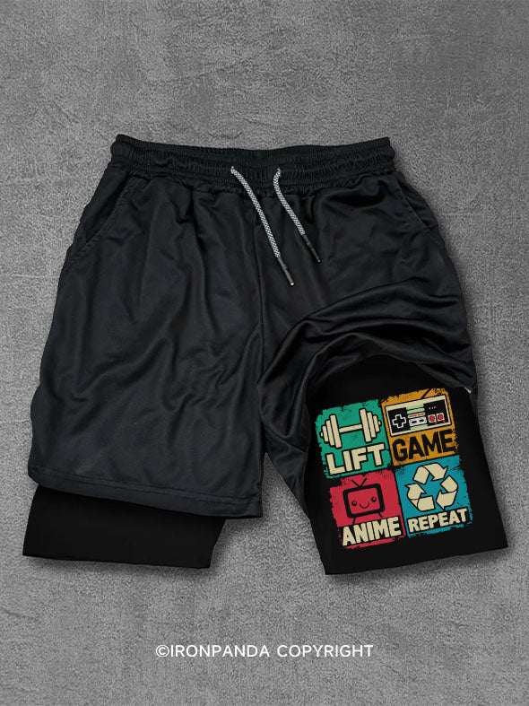 LIFT GAME ANIME REPEAT Performance Training Shorts