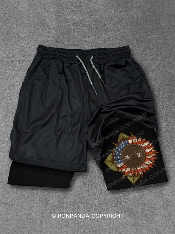 America Sunflower weight plate Performance Training Shorts