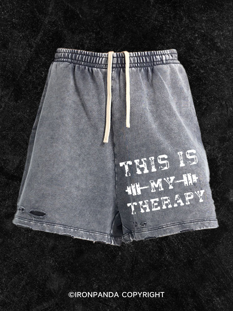 This is My Therapy Washed Gym Shorts
