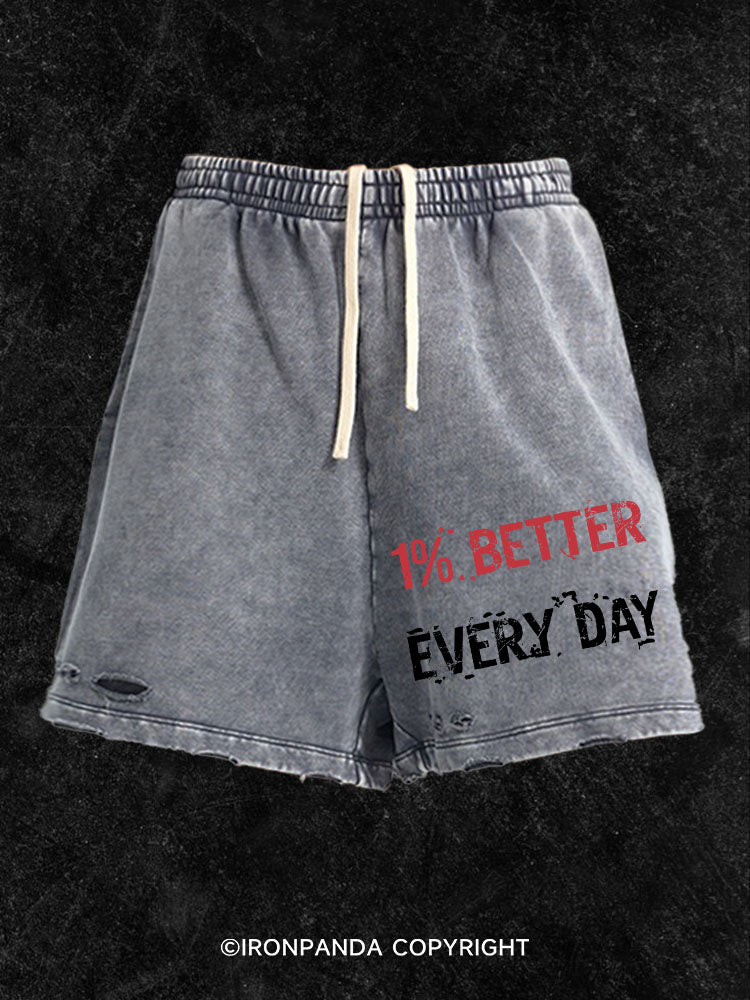 1% Better Every Day Washed Gym Shorts