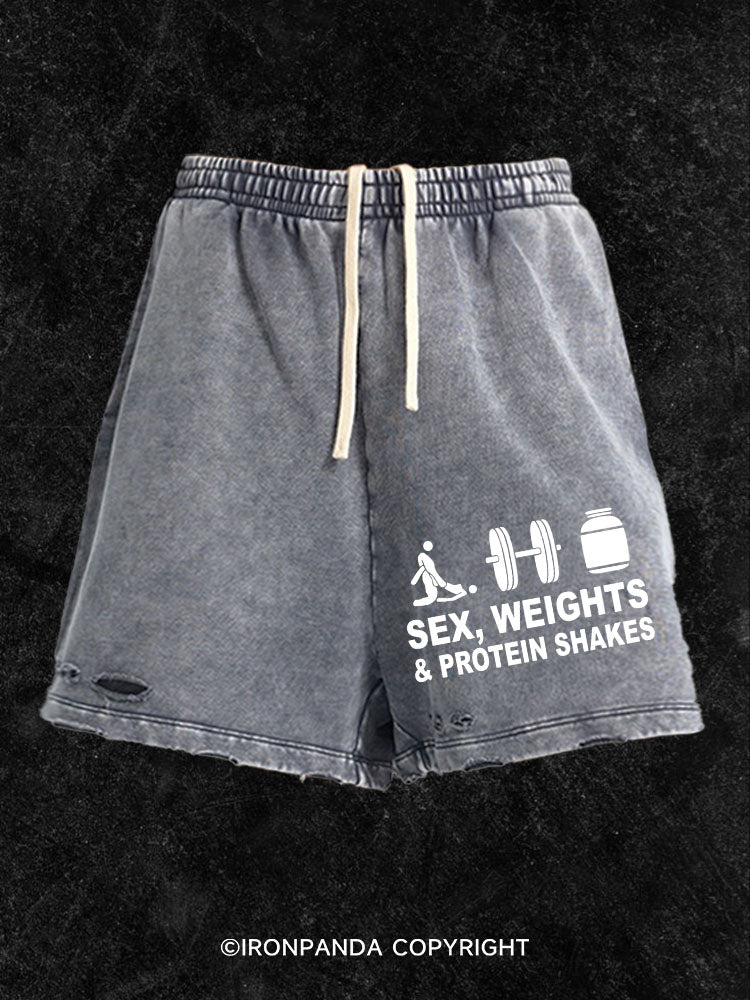 Sex Weight Protein Shakes Washed Gym Shorts