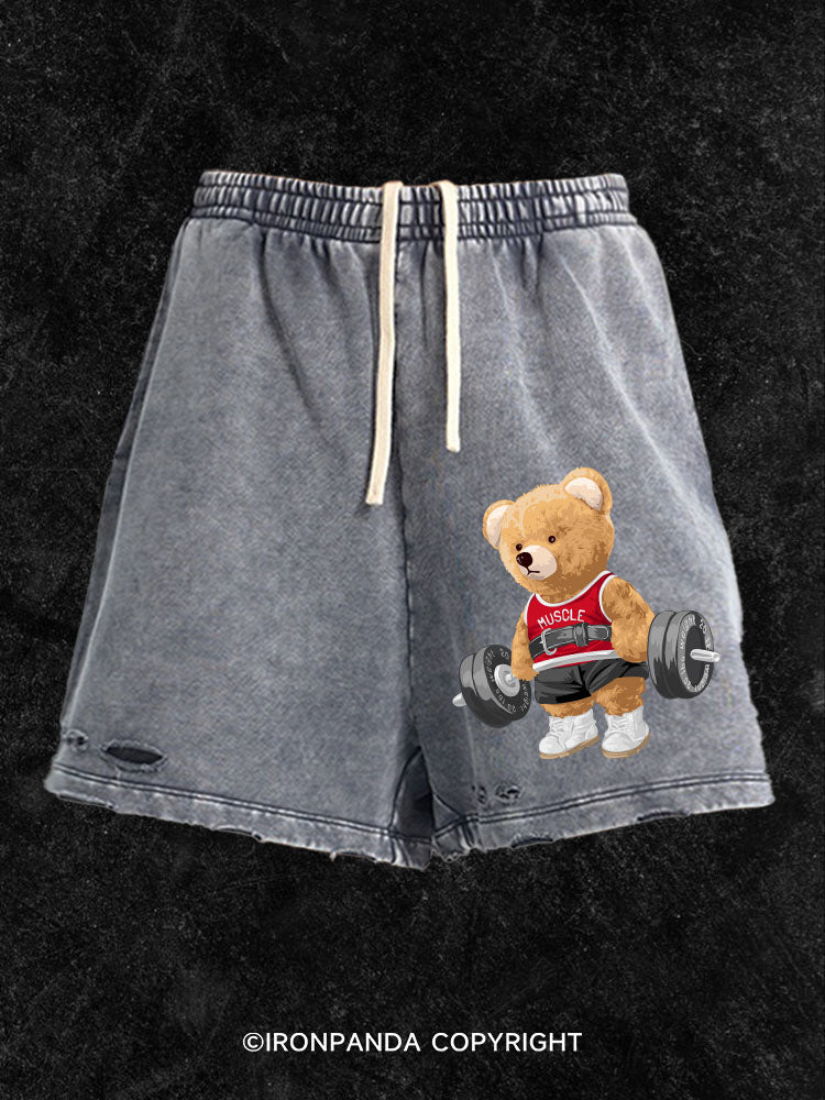 Bar Bear Washed Gym Shorts