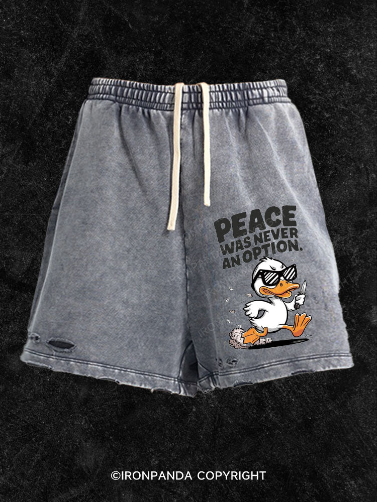 peace was never an option Washed Gym Shorts