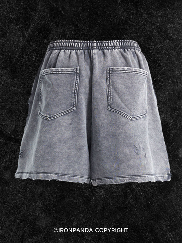 Weightlifting Dinosaur Washed Gym Shorts