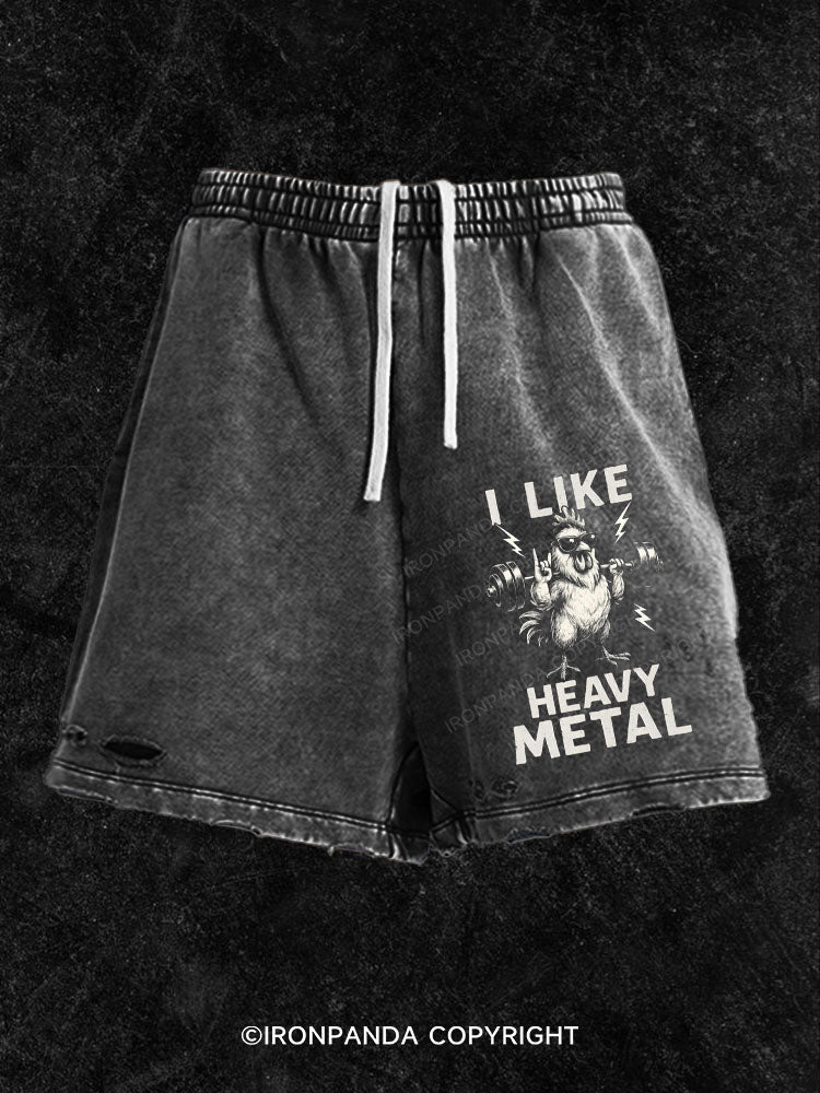 I Like Heavy Metal Washed Gym Shorts