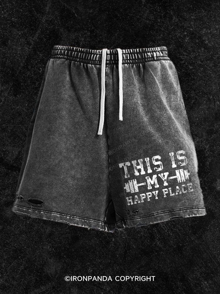This is my happy place Washed Gym Shorts
