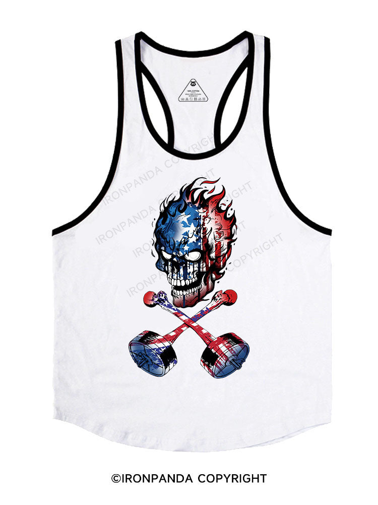 american flag Skull Stringer Gym Vest
