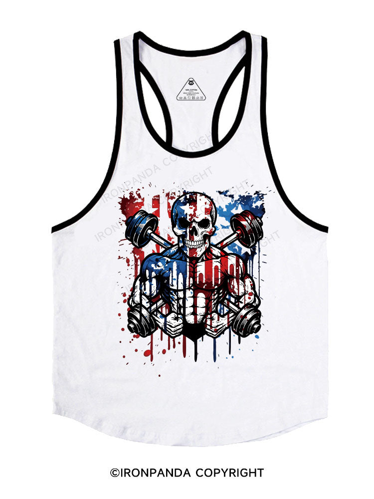american flag Skeleton Stringer Gym Vest