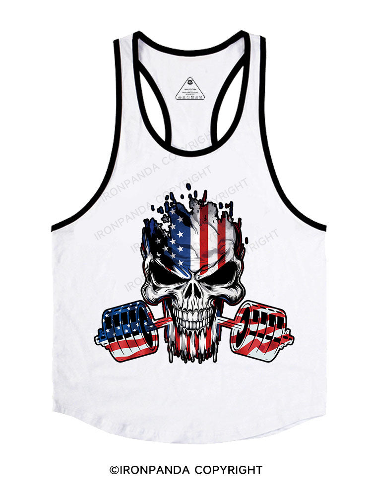 american flag Skull Stringer Gym Vest