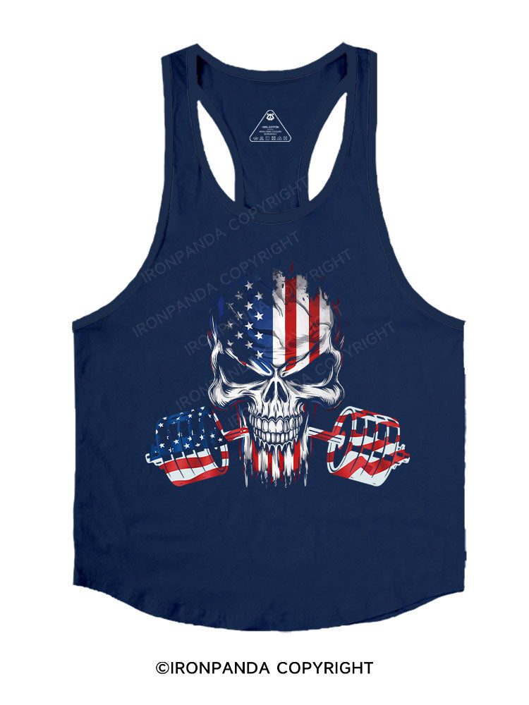 american flag Skull Stringer Gym Vest