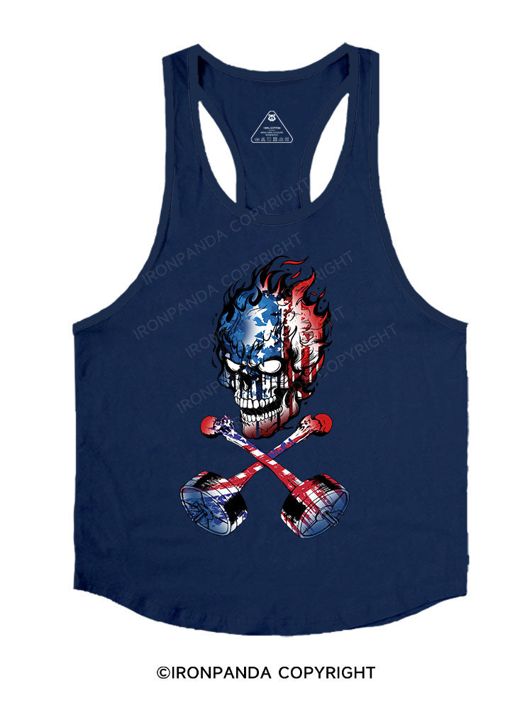 american flag Skull Stringer Gym Vest