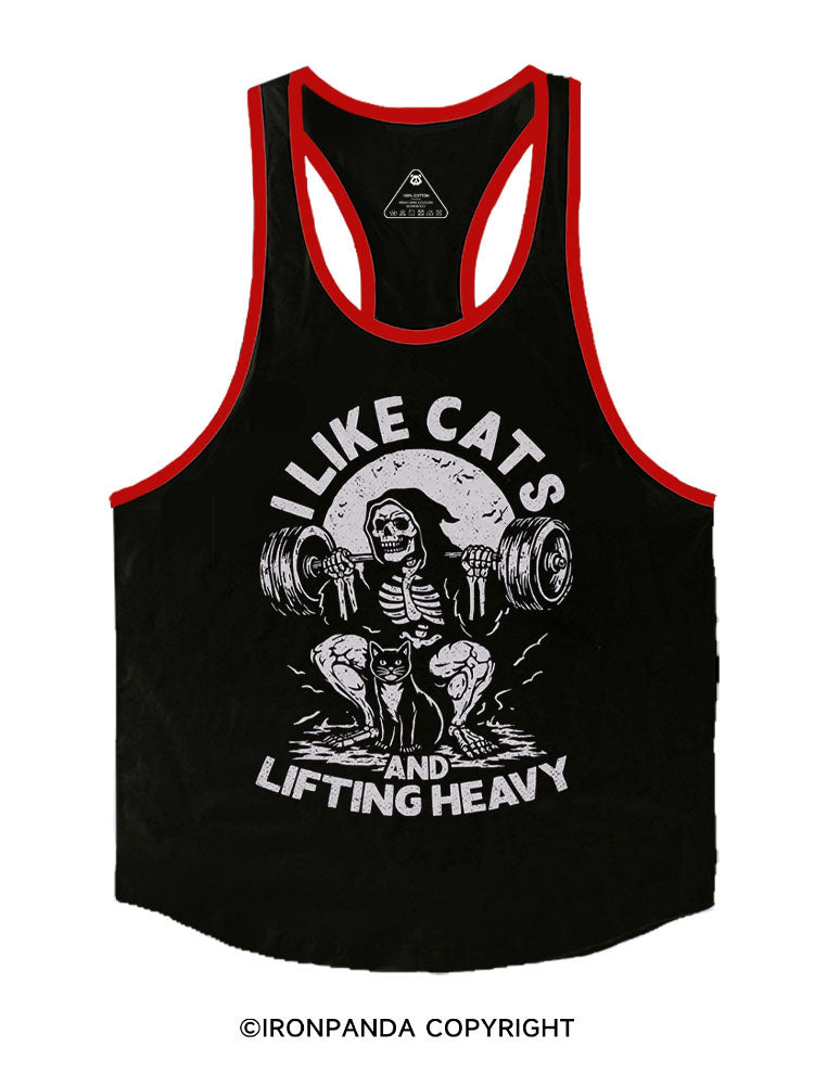 I LIKE CATS AND LIFTING HEAVY Stringer Gym Vest
