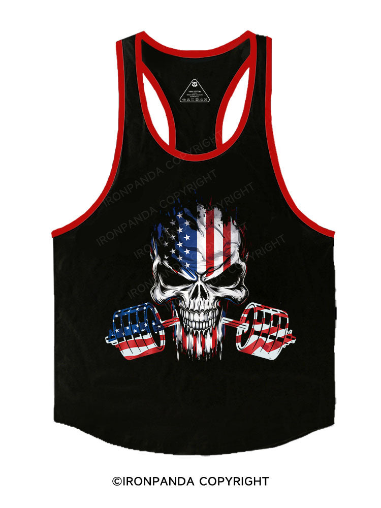 american flag Skull Stringer Gym Vest